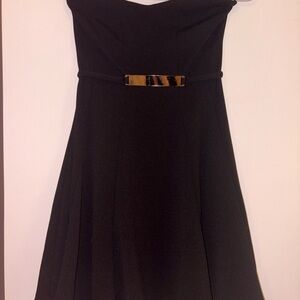 Wet Seal Black Strapless A-Line Dress with Gold Accent